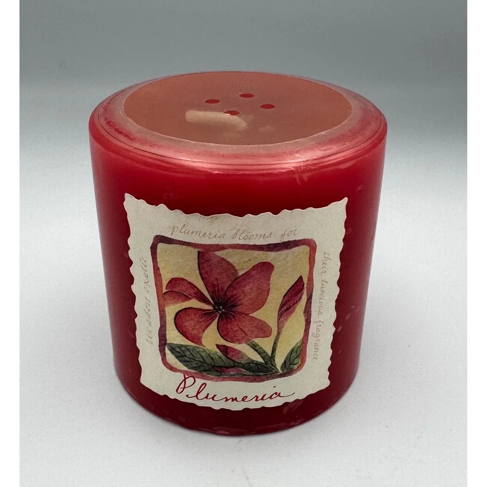 Vintage Bath & Body Works Plumeria Scented Pillar Candle 90s Deadstock Rare